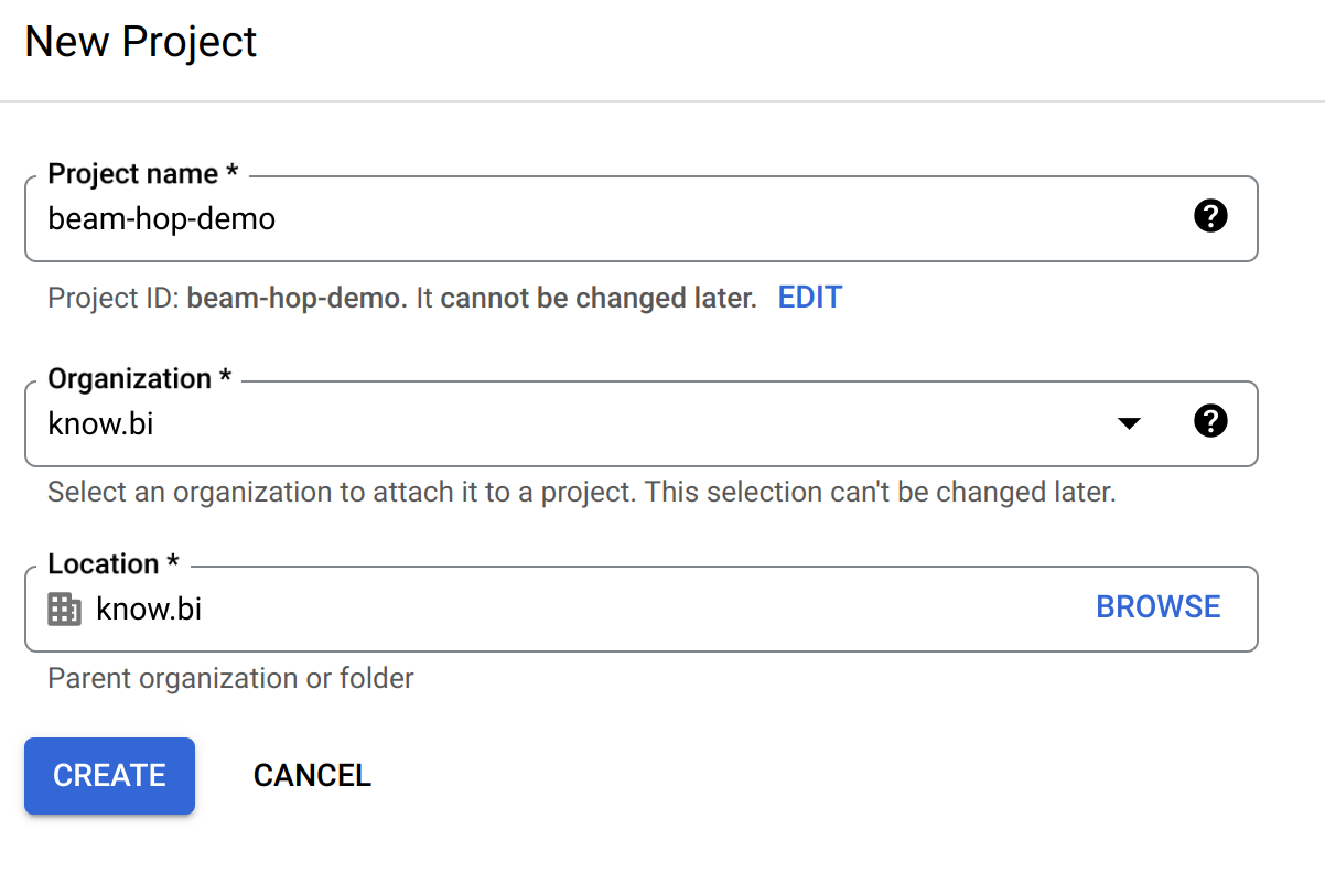 create a new Google Cloud project