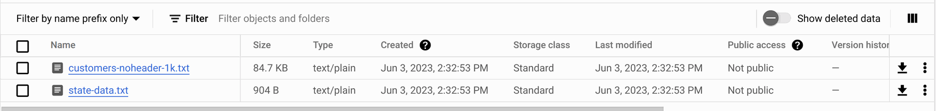 upload files in Google Cloud Storage project