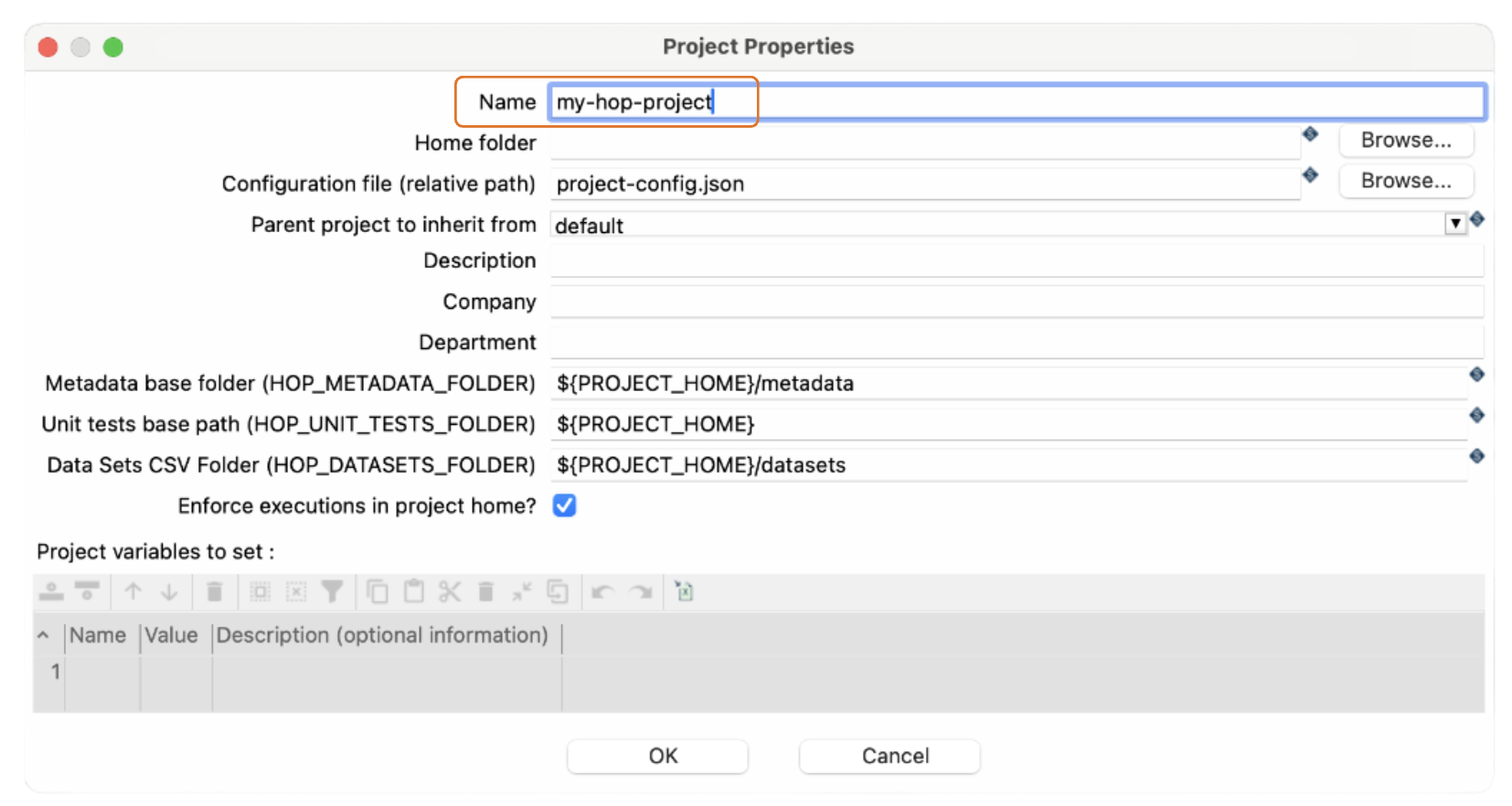 Apache Hop create project