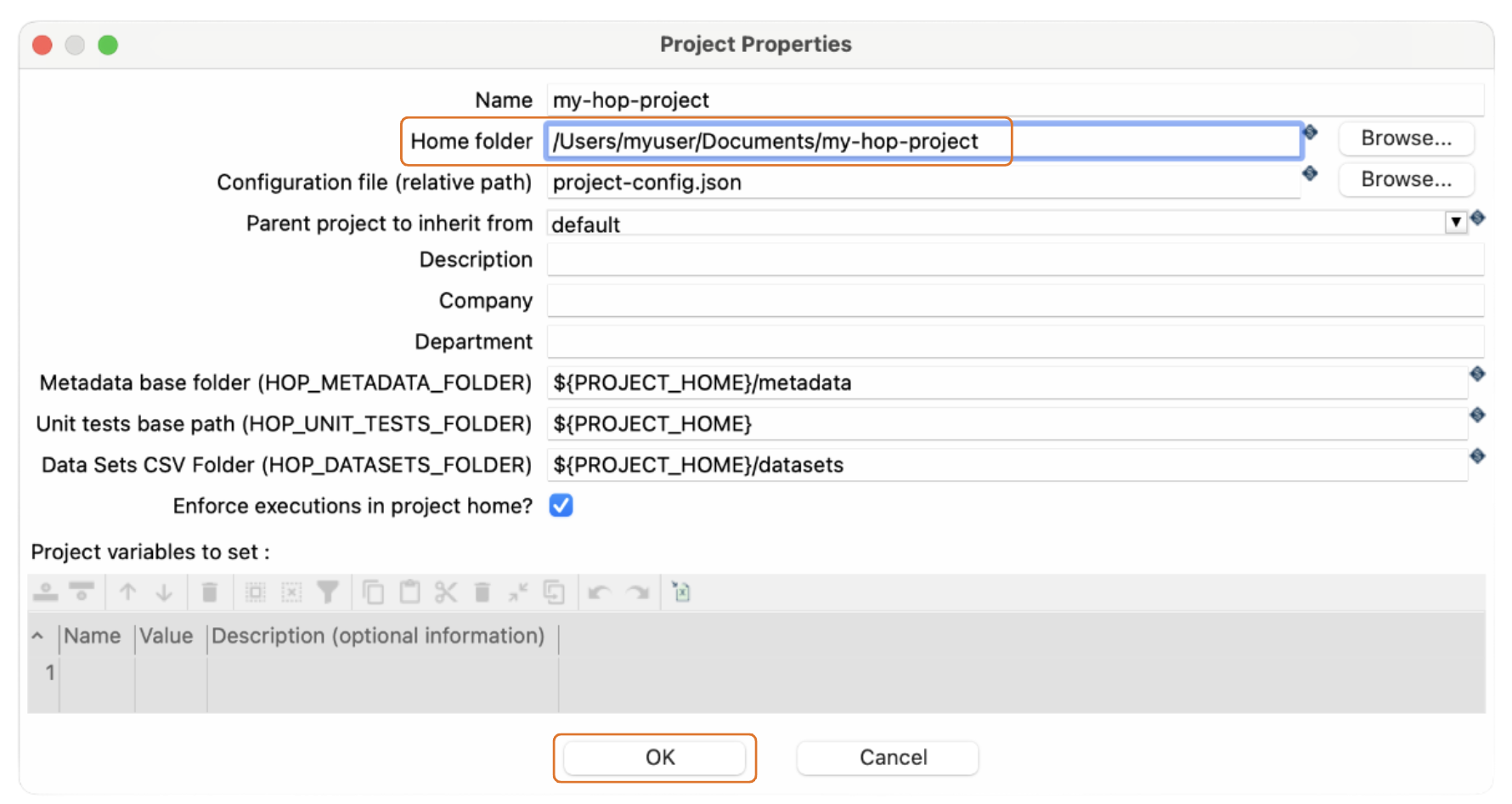 Apache Hop create project